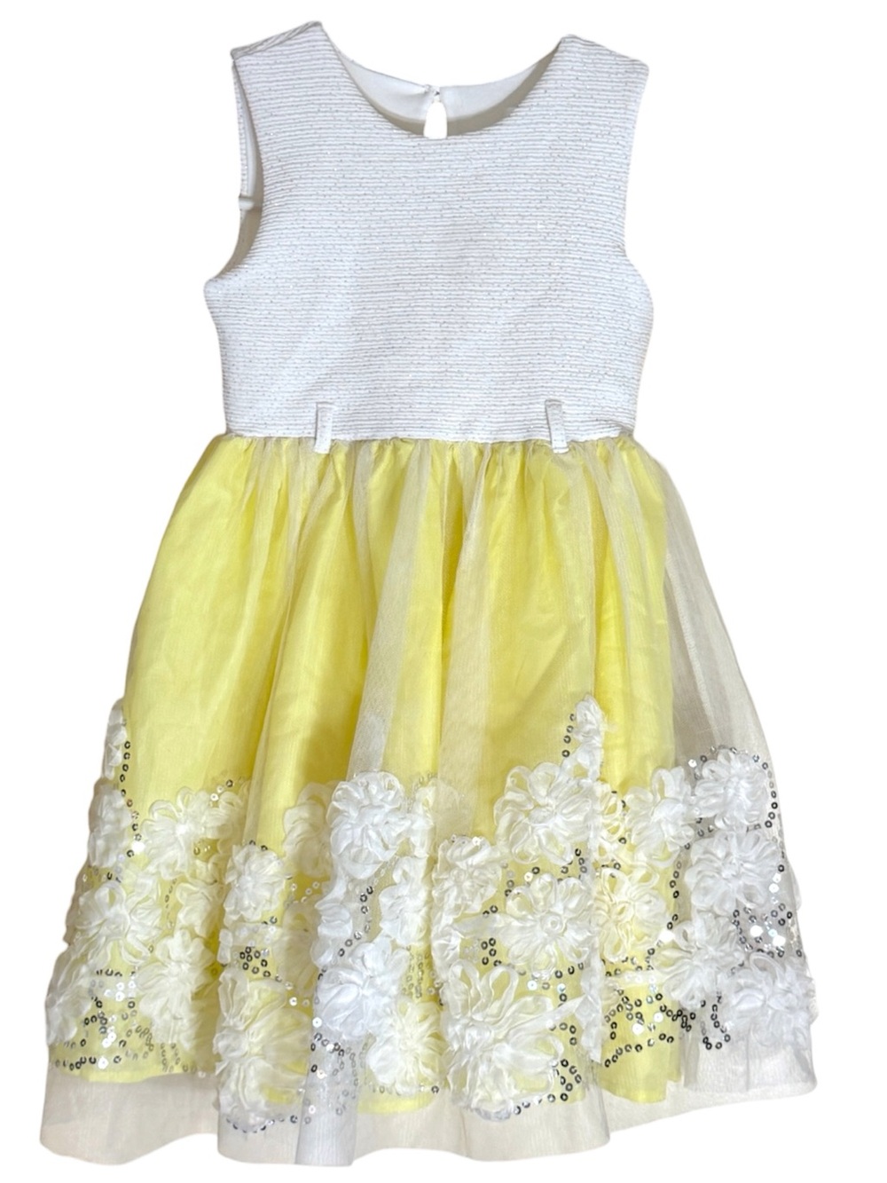 Nannette yellow & white floral tulle party dress Girl’s size 6 | f